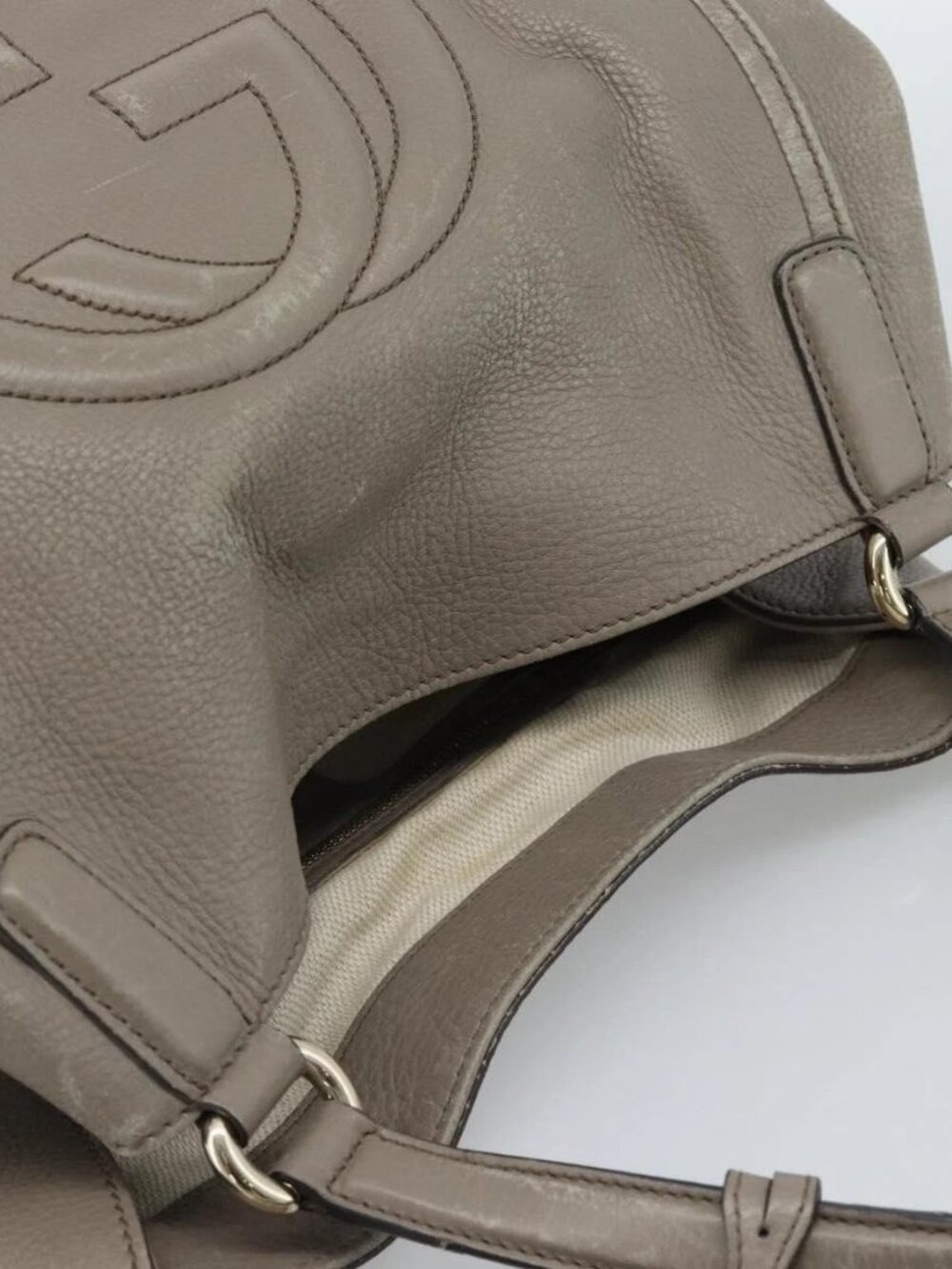 GUCCI Soho Hand Bag Leather Gray Gold 282309 Auth ep14702 - Picture 6 of 16